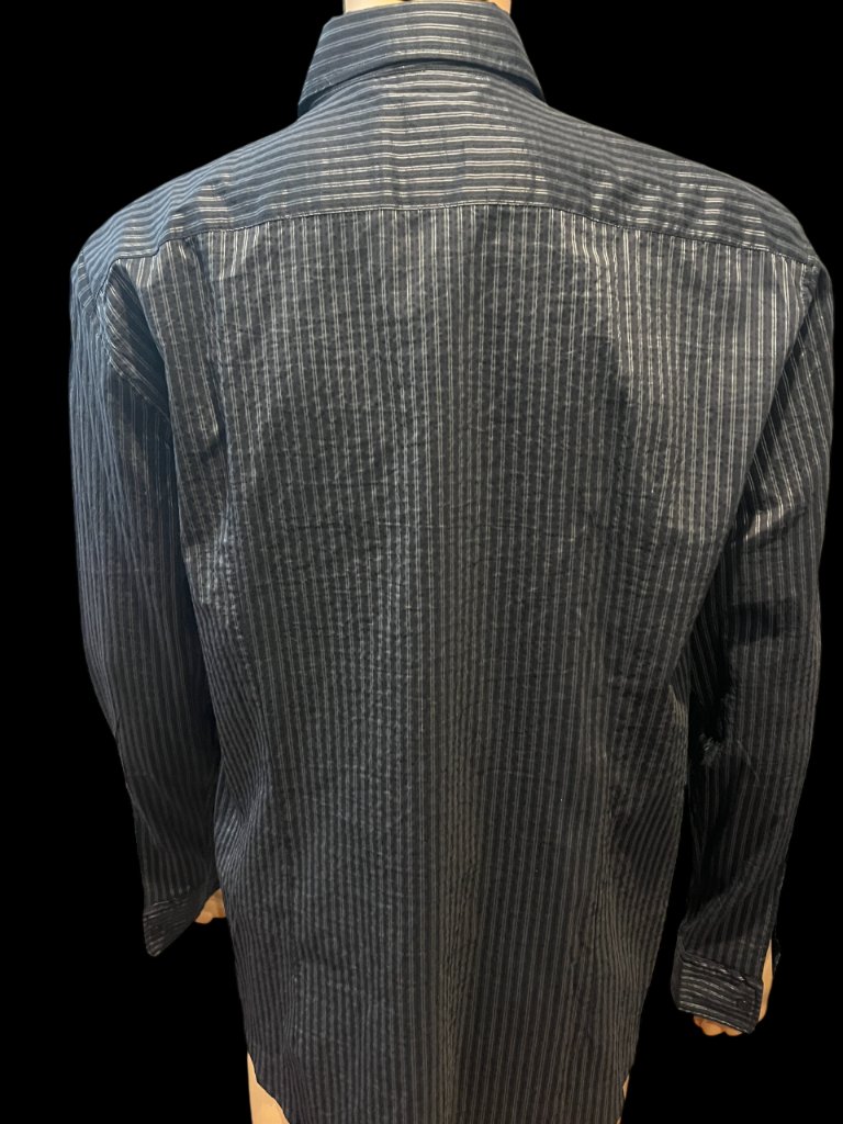 Hugo Boss Black Shirt, Silver Stripped Stretch Slim Fit 2xl Nwot — image 3 of 7